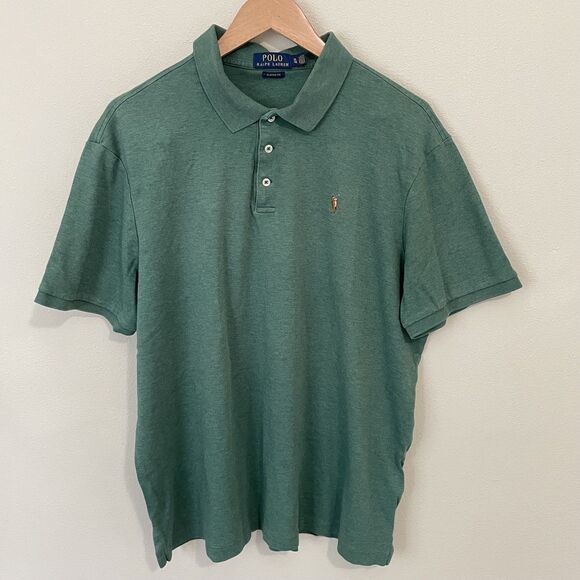 Polo Ralph Lauren Polo Shirt Mens XL Short Sleeve Green Pony Logo Preppy - Picture 1 of 9